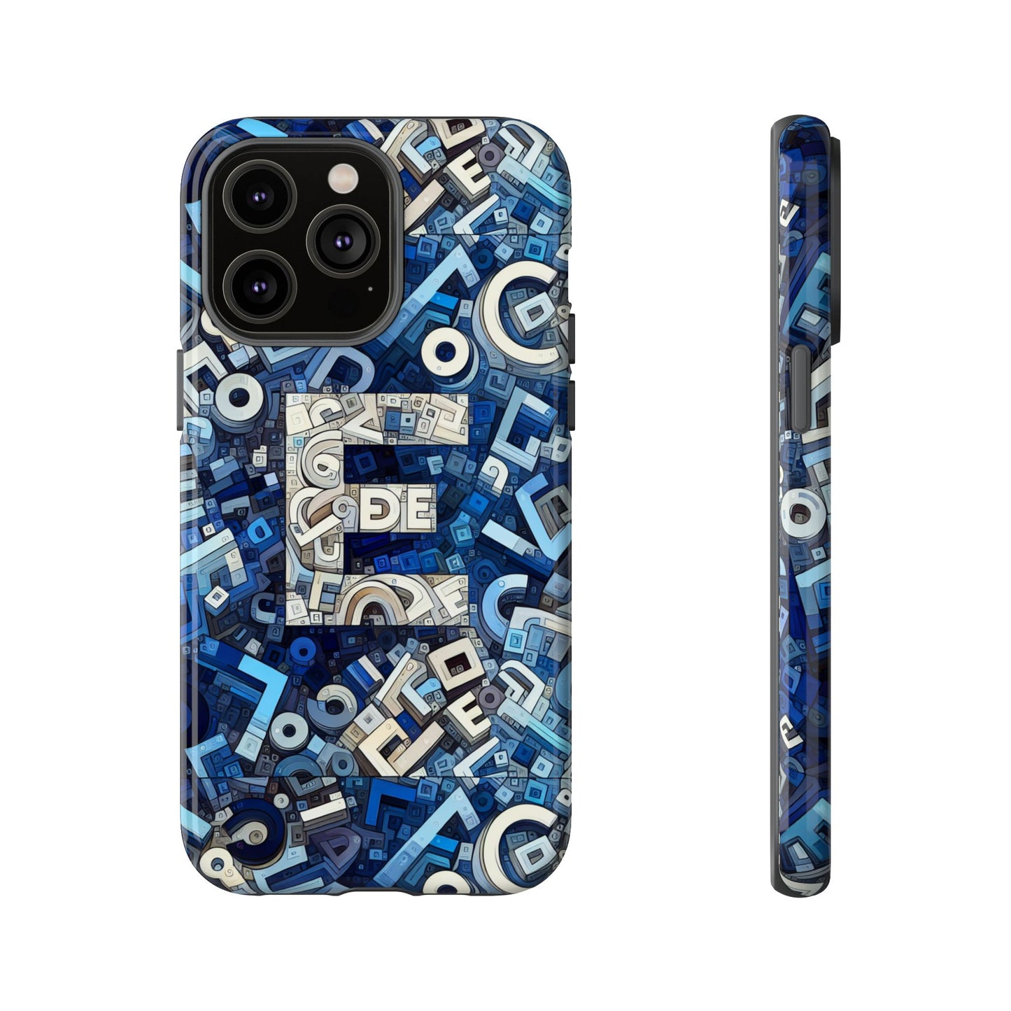 blue alphabet e phone case with 3d wrap design for stylish protection and personalised tech accessory for men and women