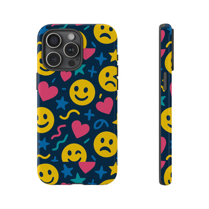 Vibrant Multicolour Emoji Phone Case with 3D Wrap Design for Playful Protection Compatible with iPhone 13, 14, 15 & 16 – all models including Pro, Pro Max & Plus