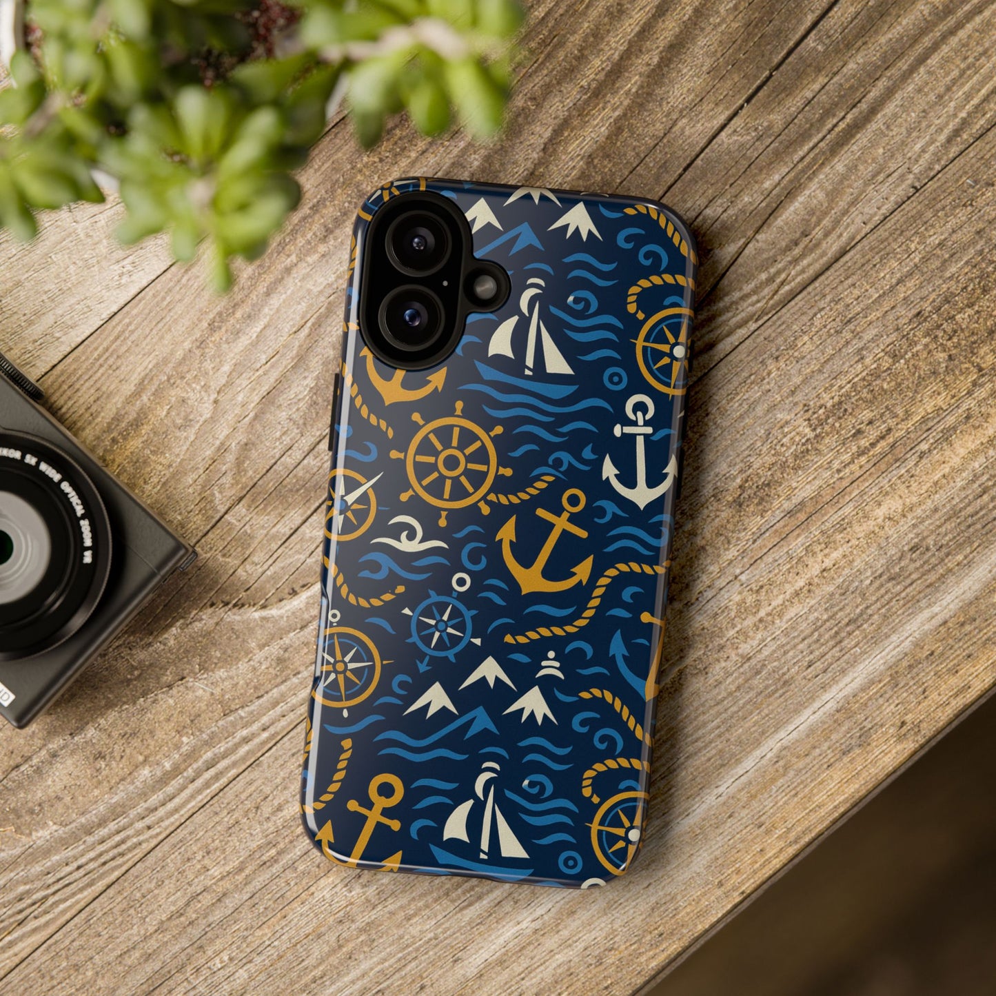vibrant nautical blue phone case with 3d anchor design for stylish protection compatible with iphone 13, 14, 15 & 16 – all models including pro, pro max & plus