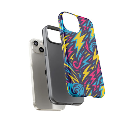 Vibrant Retro Lightning Bolt Protective Phone Case with 3D Design for Fashion Lovers Compatible with iPhone 13, 14, 15 & 16 – all models including Pro, Pro Max & Plus