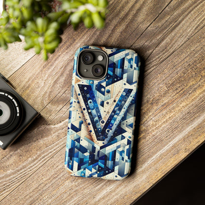 Blue Alphabet V Phone Case for Samsung and iPhone Shockproof Protective Cover with 3D Wrap Design and UV Resistance