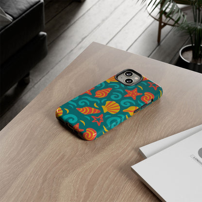 Vibrant Coastal Shell Pattern Protective Phone Case for Stylish Self-Expression Compatible with iPhone 13, 14, 15 & 16 – all models including Pro, Pro Max & Plus