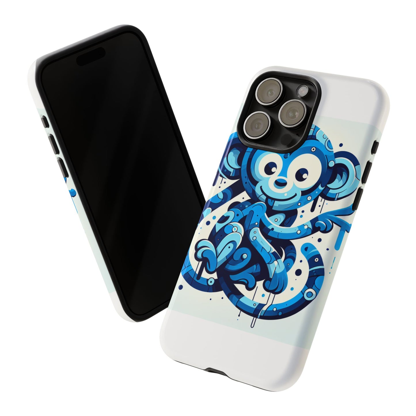 protective 3d wrap phone case with playful monkey design in blue – stylish protection for men and women compatible with iphone 13, 14, 15 & 16 – all models including pro, pro max & plus