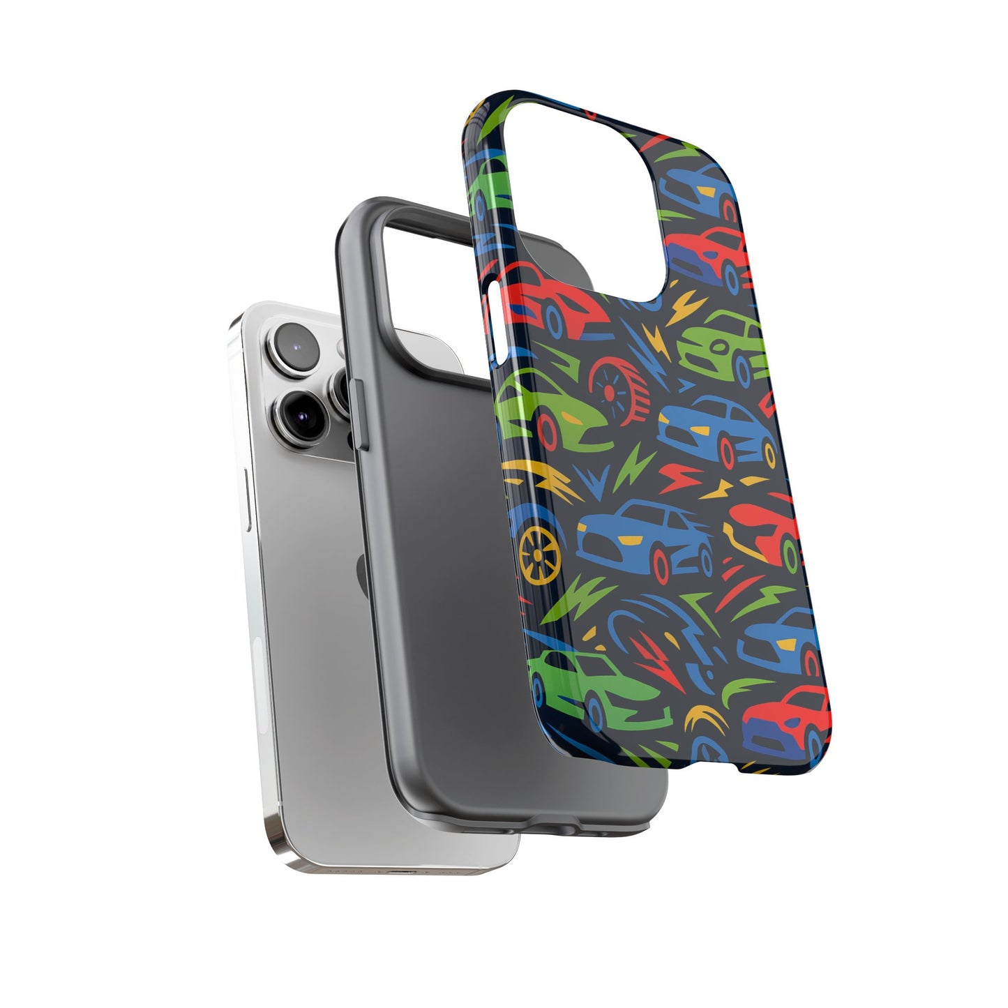 vibrant 3d car design protective phone case – fun retro style for kids and adults – stylish protection – compatible with iphone 13, 14, 15 & 16 – all models including pro, pro max & plus