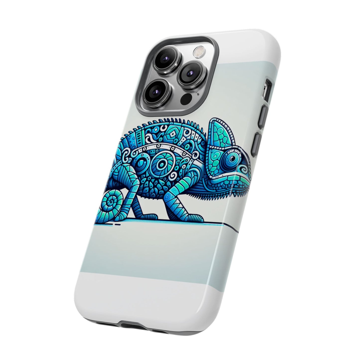 vibrant 3d chameleon print glossy phone case for eye-catching protection compatible with iphone 13, 14, 15 & 16 – all models including pro, pro max & plus