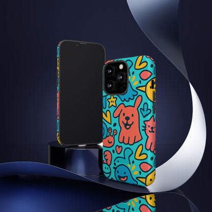 Vibrant Colourful Protective Phone Case with Fun Animal Cartoon Design – Stylish Protection for Kids and Adults Compatible with iPhone 13, 14, 15 & 16 – All Models Including Pro, Pro Max & Plus