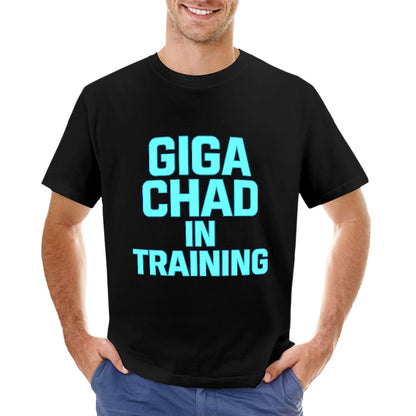 Men's T-Shirt 100% Cotton GIGA CHAD in Training Graphic T-Shirt, Bold Fitness Statement Tee for Men, Comfortable Casual Wear for Gym, Training, and Everyday Style