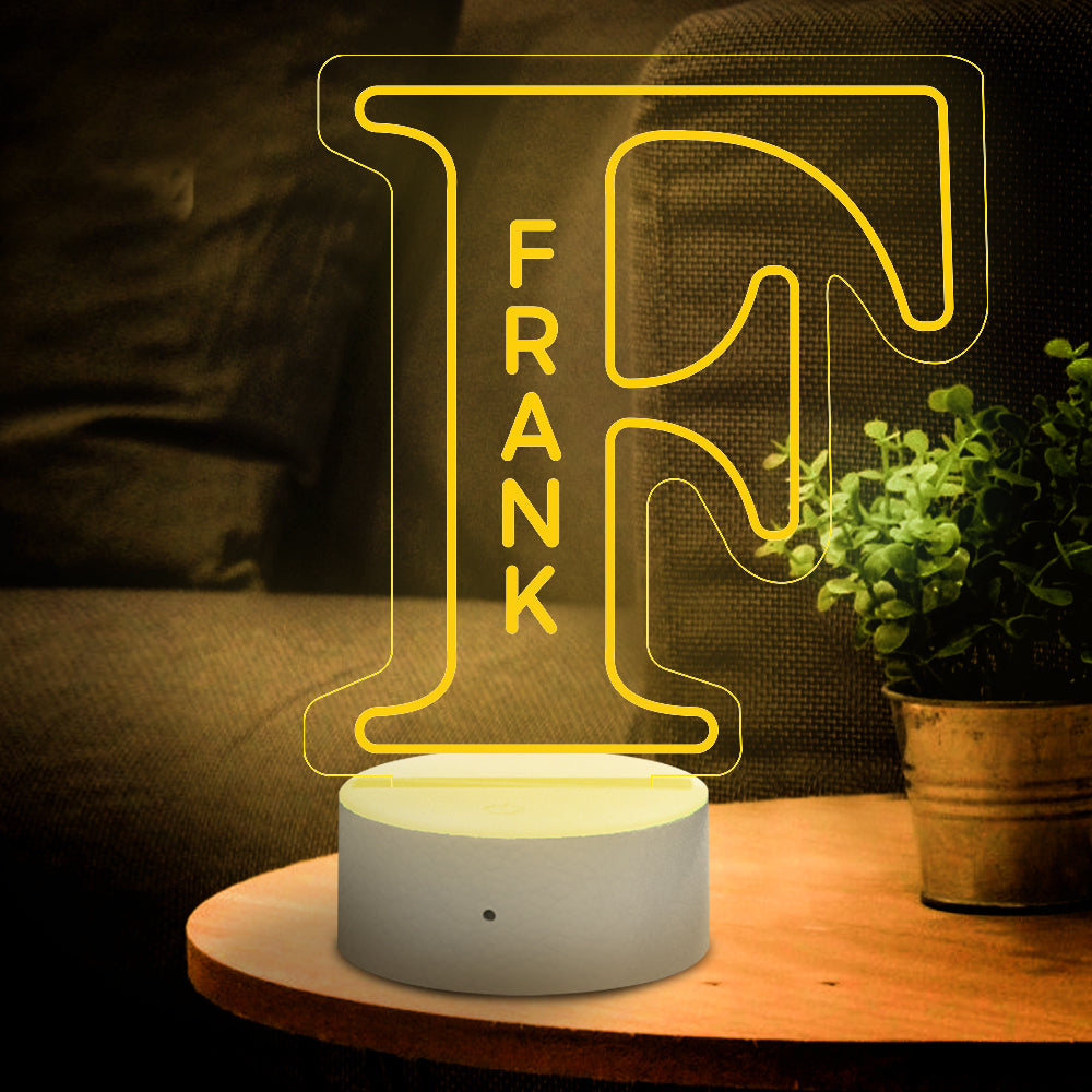 a-z 26 letters led lamp custom name night light for kids, colour changing acrylic night light, personalised bedroom decor, gift for him or her