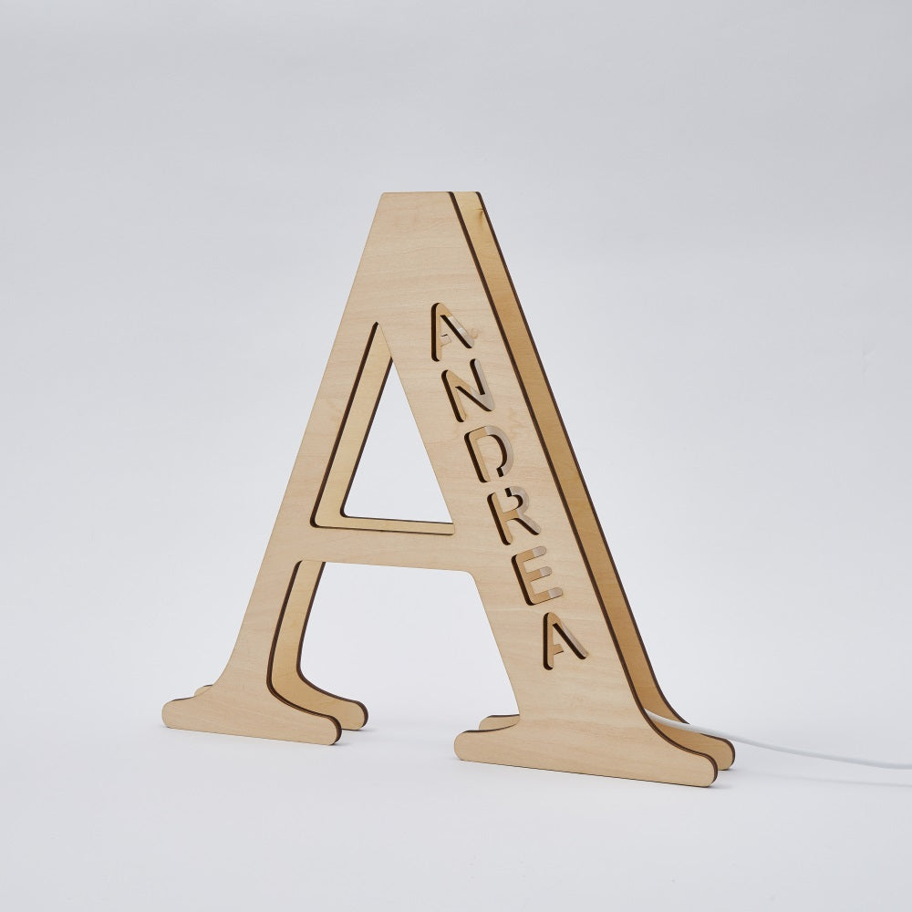 personalized name wooden letter night light 28cm for kids home decor with usb and adhesive backing, warm led glow, unique wall art a-z letters