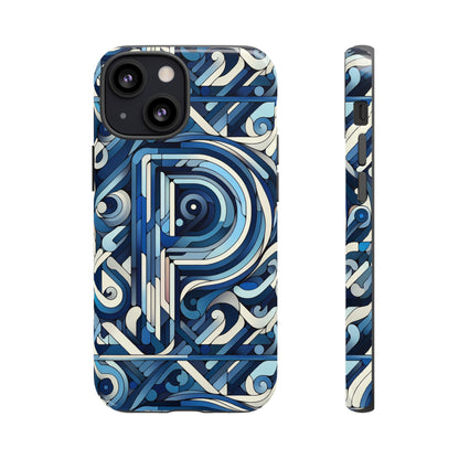Blue Alphabet P Phone Case with 3D Wrap Design for Kids and Teens Durable Shockproof Protective Cover for Smartphones