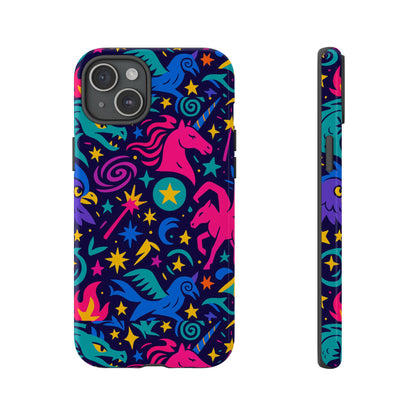 Vibrant Fantasy Unicorns Protective Phone Case – Colourful 3D Design for Stylish Protection – Compatible with iPhone 13, 14, 15 & 16 – All Models Including Pro, Pro Max & Plus