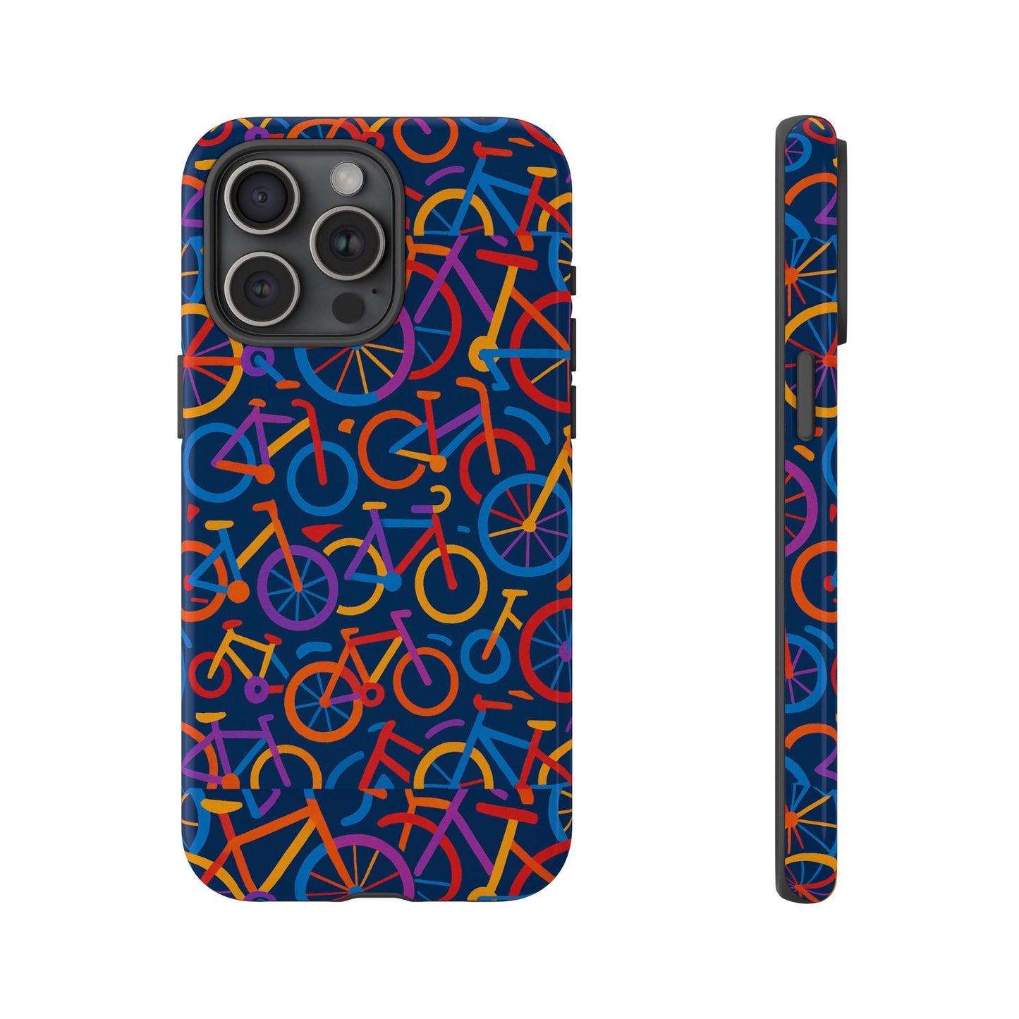 multicolour 3d bicycle pattern protective phone case stylish design for creative individuals compatible with iphone 13, 14, 15 & 16 – all models including pro, pro max & plus