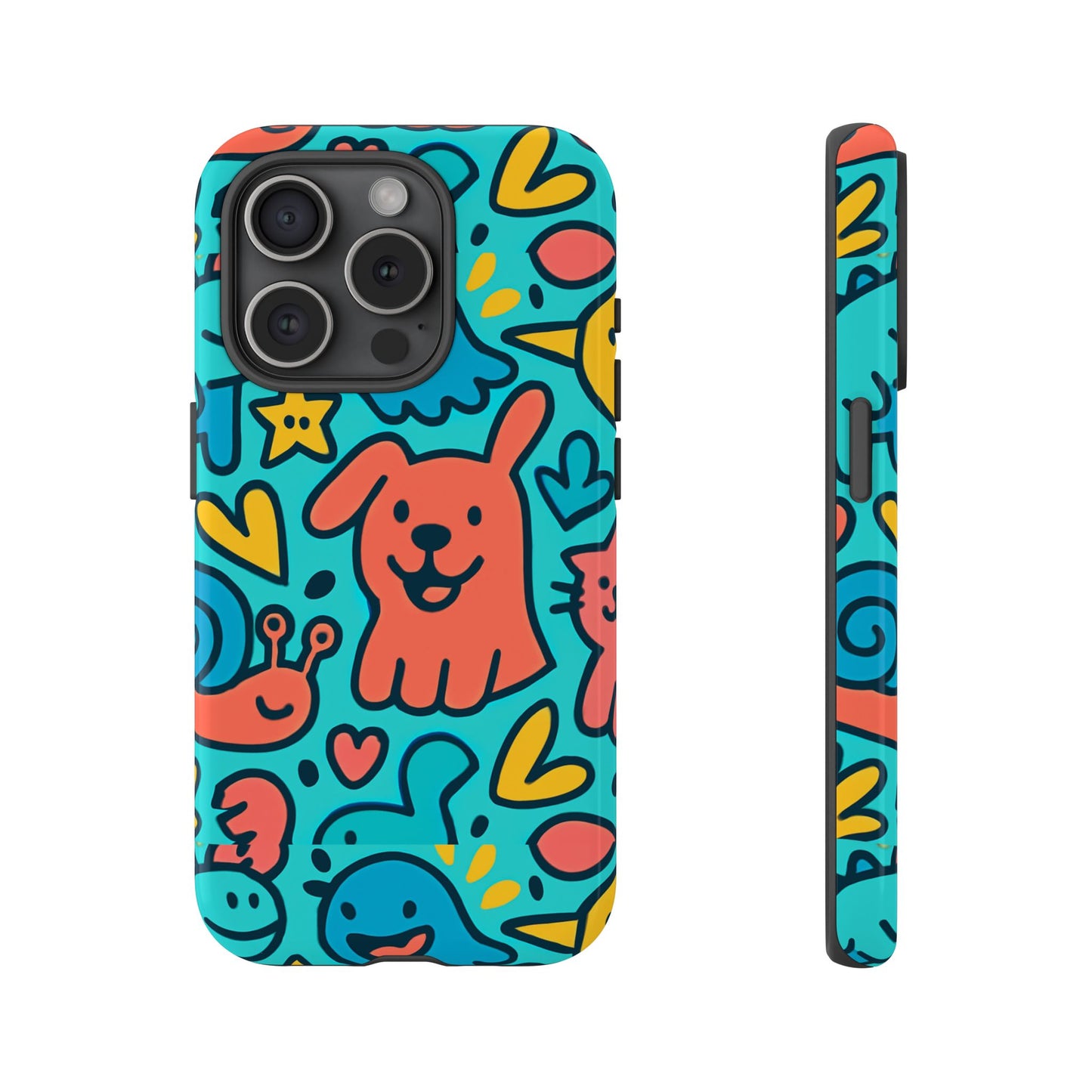 vibrant colourful protective phone case with fun animal cartoon design – stylish protection for kids and adults compatible with iphone 13, 14, 15 & 16 – all models including pro, pro max & plus