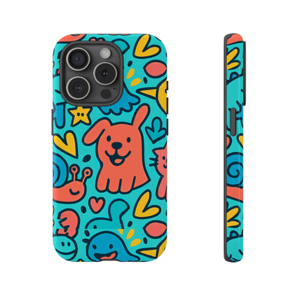 Vibrant Colourful Protective Phone Case with Fun Animal Cartoon Design – Stylish Protection for Kids and Adults Compatible with iPhone 13, 14, 15 & 16 – All Models Including Pro, Pro Max & Plus