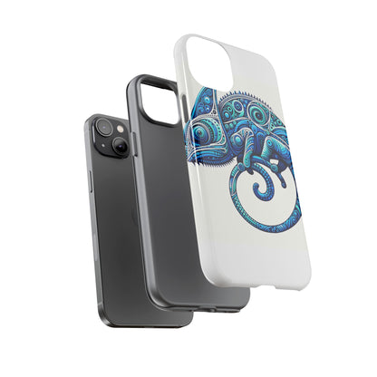 Vibrant 3D Wrap Protective Phone Case with Blue Chameleon Design, Creative Accessory for Unique Style, Compatible with iPhone 13, 14, 15 & 16 – all models including Pro, Pro Max & Plus