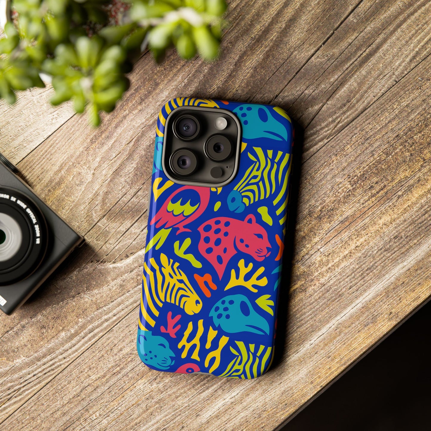 vibrant animal print protective phone case for stylish protection with multicolour design – compatible with iphone 13, 14, 15 & 16 – all models including pro, pro max & plus