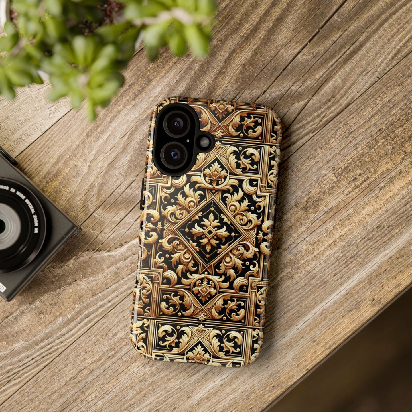 pattern image 3 vibrant shockproof phone case for anime and comic fans - ornate baroque gold design - compatible with iphone 13, 14, 15 & 16 – all models including pro, pro max & plus