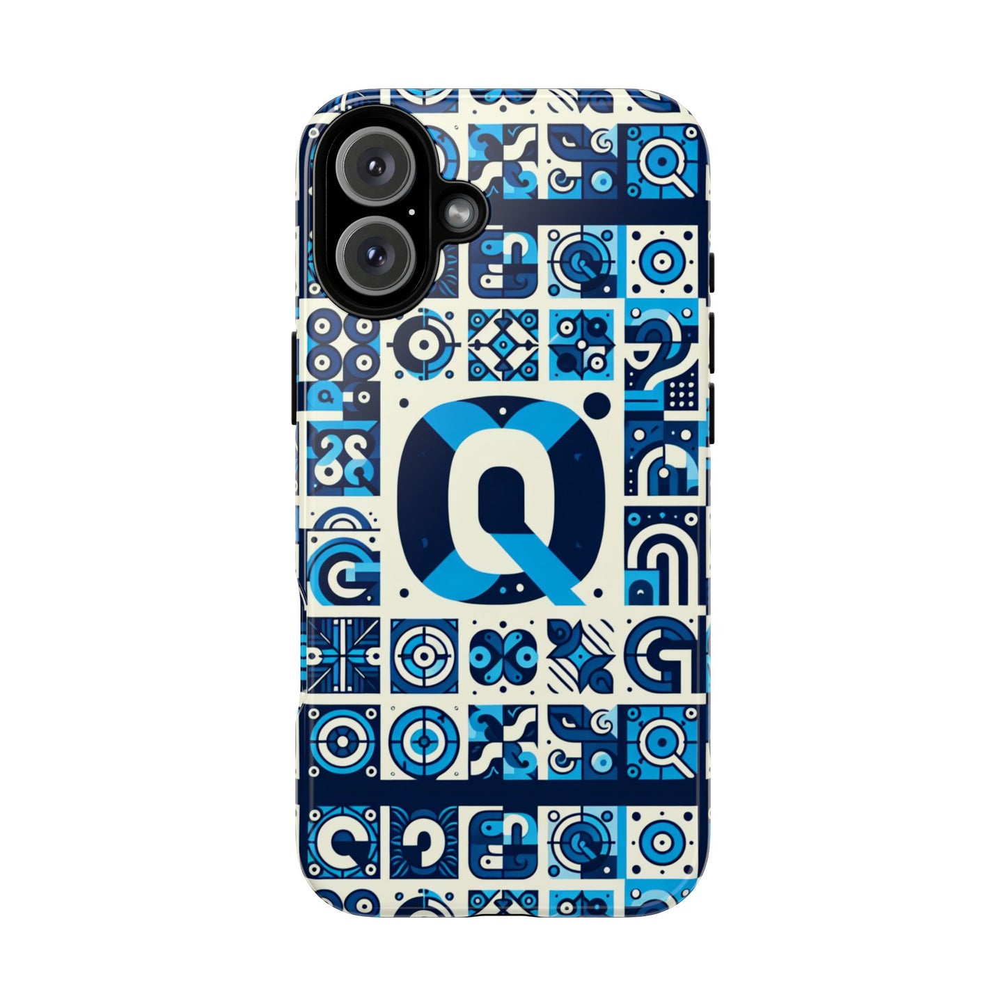 blue alphabet letter q phone case with 3d wrap protective cover for smartphones kids and adults stylish silicone shock absorption durable design