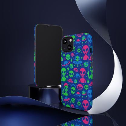 Vibrant Multicolour Alien 3D Wrap Phone Case in Retro Anime Style for Stylish Protection Compatible with iPhone 13, 14, 15 & 16 – all models including Pro, Pro Max & Plus