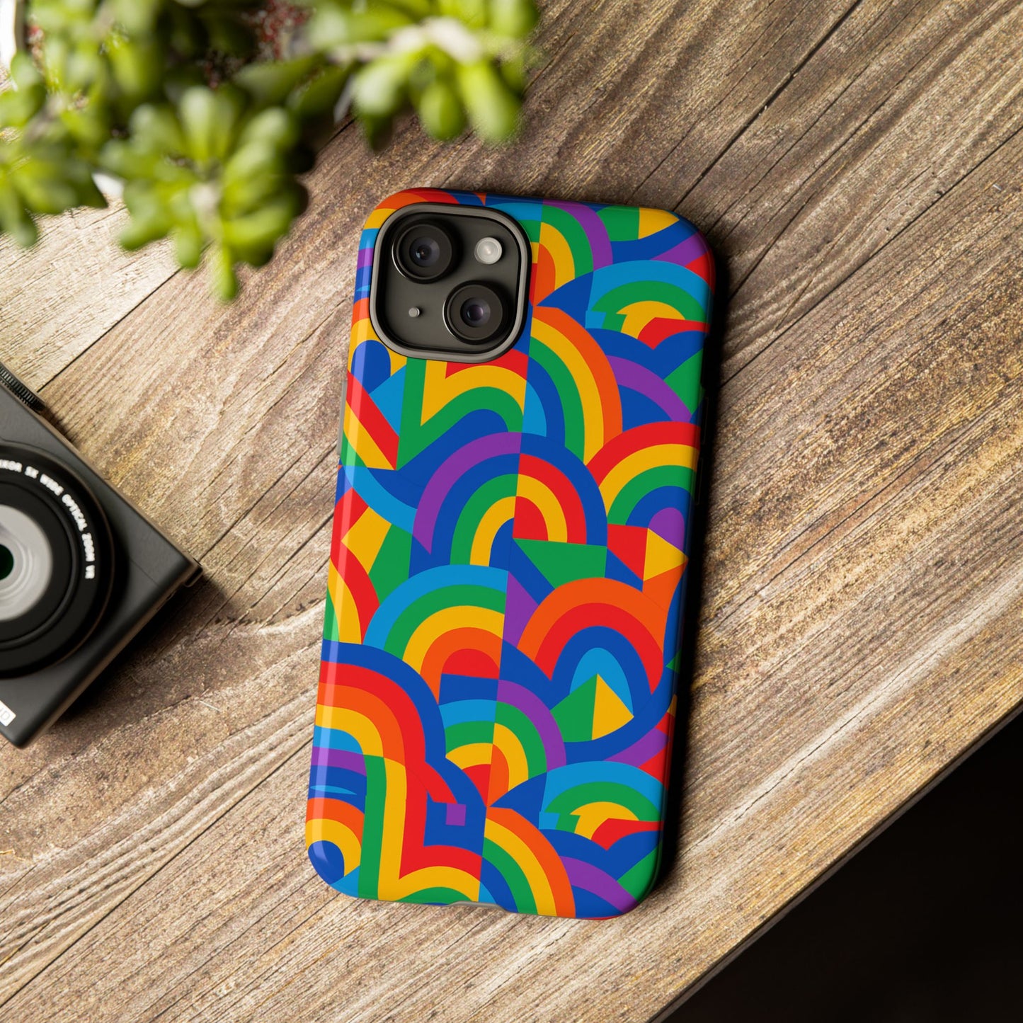multicolour rainbow protective phone case with 3d design for stylish protection compatible with iphone 13, 14, 15 & 16 – all models including pro, pro max & plus