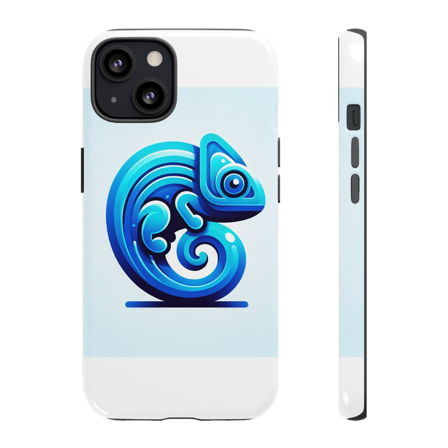 vibrant 3d chameleon phone case in blue retro design for stylish protection – compatible with iphone 13, 14, 15 & 16 – all models including pro, pro max & plus