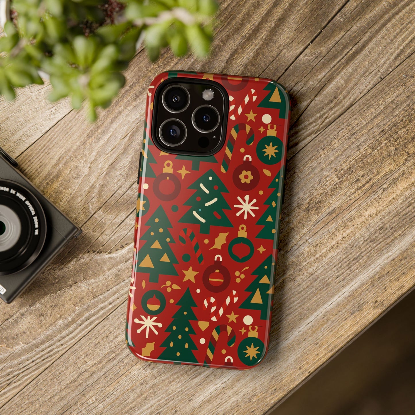 festive red christmas phone case with 3d wrap design – vibrant protection for iphone 13, 14, 15 & 16 – all models including pro, pro max & plus