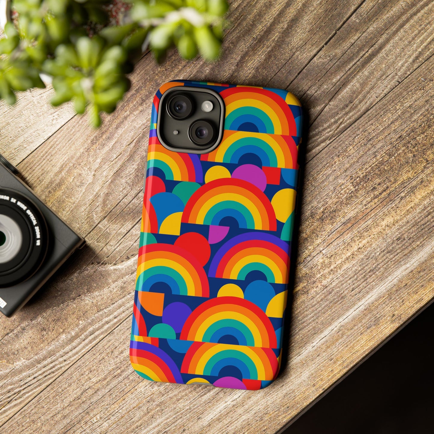 multicolour rainbow design protective phone case – stylish 3d wrap finish for unique expression – compatible with iphone 13, 14, 15 & 16 – all models including pro, pro max & plus