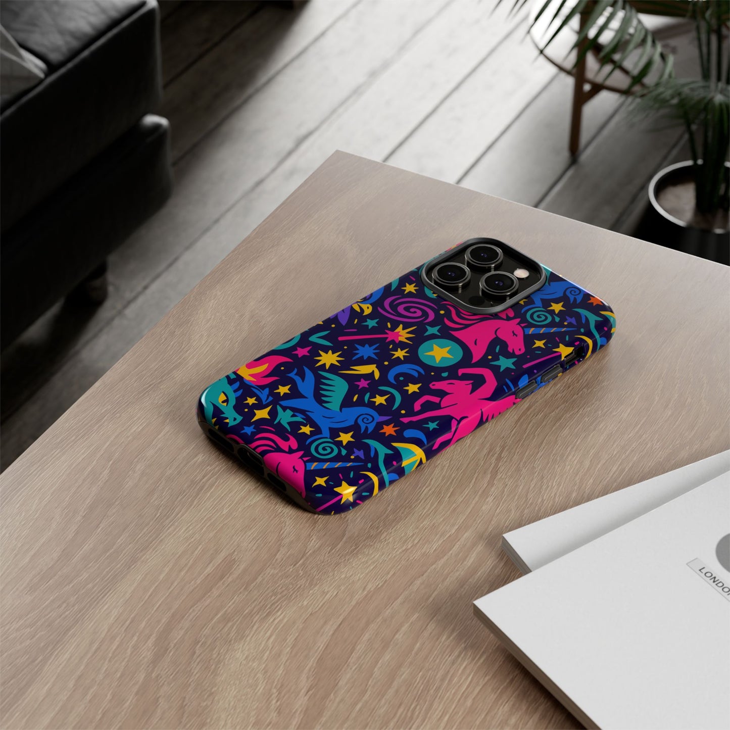 vibrant fantasy unicorns protective phone case – colourful 3d design for stylish protection – compatible with iphone 13, 14, 15 & 16 – all models including pro, pro max & plus