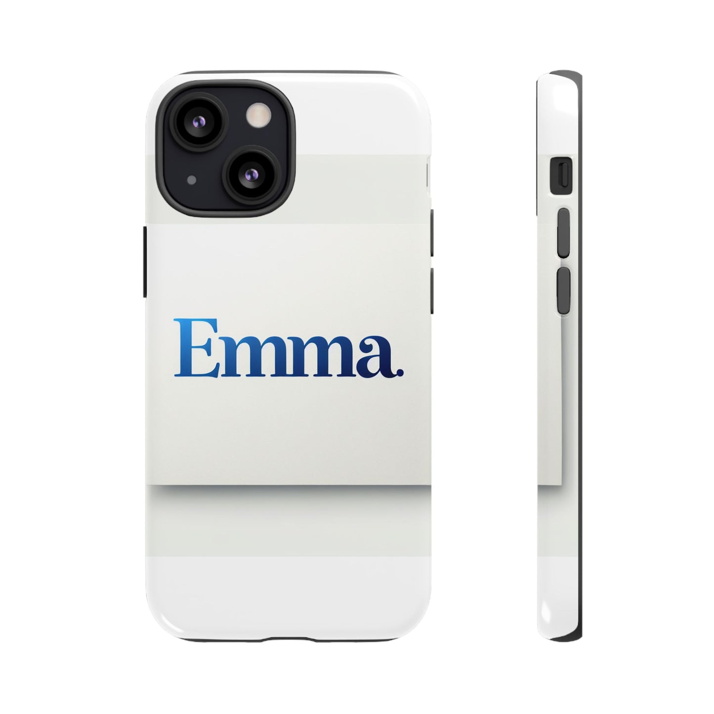 elegant personalised protective phone case in white with blue typography for stylish individuals compatible with iphone 13, 14, 15 & 16 – all models including pro, pro max & plus