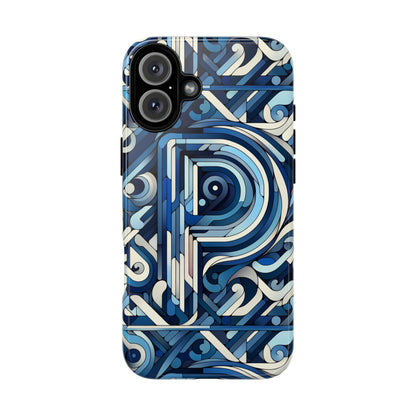 Blue Alphabet P Phone Case with 3D Wrap Design for Kids and Teens Durable Shockproof Protective Cover for Smartphones