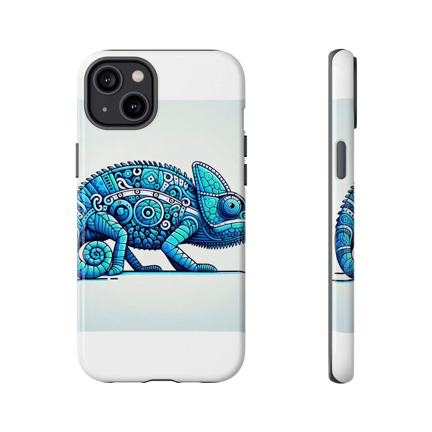 vibrant 3d chameleon print glossy phone case for eye-catching protection compatible with iphone 13, 14, 15 & 16 – all models including pro, pro max & plus