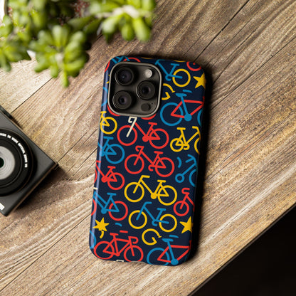 Multicolor Bicycle Pattern Protective Phone Case – Vibrant 3D Design for Stylish Protection – Compatible with iPhone 13, 14, 15 & 16 – All Models Including Pro, Pro Max & Plus