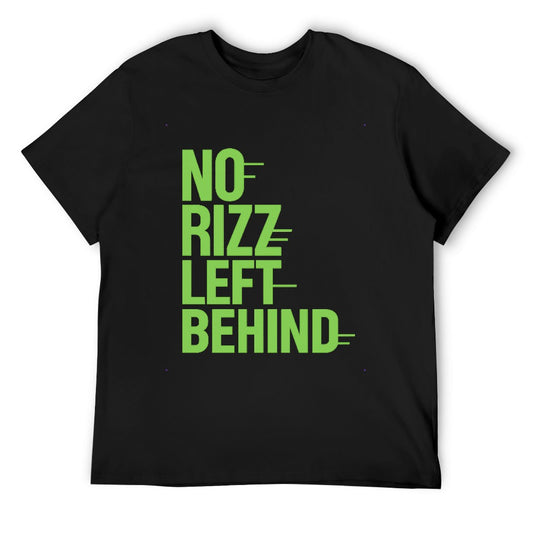 Men's T-Shirt 100% Cotton No Rizz Left Behind Graphic Tee for Casual Wear, Comfortable Fit, Perfect for Gym, Outings, or Lounging, Bold Statement Piece in Black