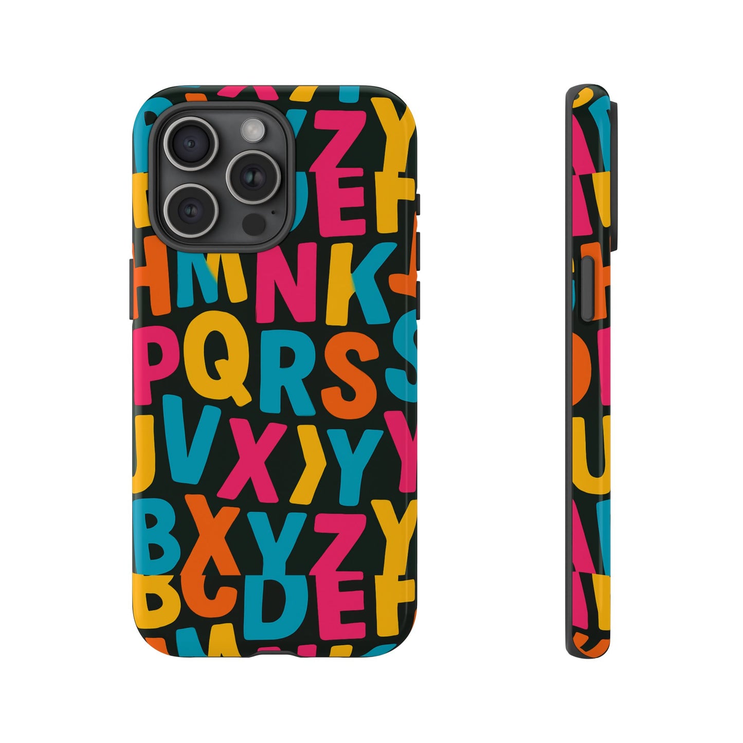 multicolour 3d alphabet wrap protective phone case for unique style and vibrant protection compatible with iphone 13, 14, 15 & 16 – all models including pro, pro max & plus