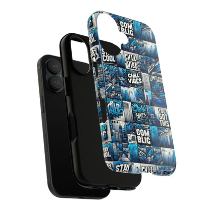 Vibrant 3D Wrap Protective Phone Case in Blue Urban Aesthetic Design for Stylish Smartphone Protection Compatible with iPhone 13, 14, 15 & 16 – All Models Including Pro, Pro Max & Plus