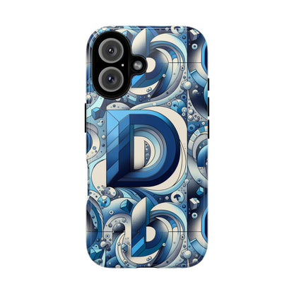 Blue Alphabet D Phone Case with 3D Wrap and Shock Absorption for Kids and Teens Durable TPU Cover with Vivid Print and UV Protection