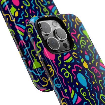 Vibrant 3D Wrap Protective Phone Case with Multicolour Party Design for Playful Smartphone Accessories Compatible with iPhone 13, 14, 15 & 16 – all models including Pro, Pro Max & Plus
