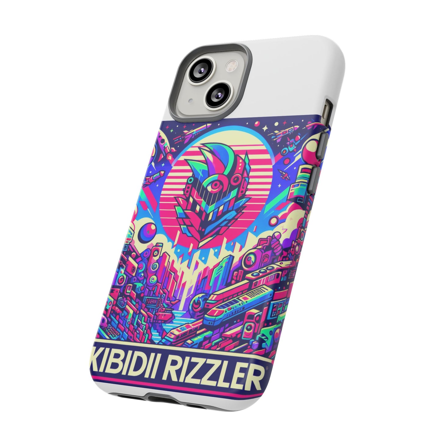 skibidi rizzler protective phone case with 3d wrap design, shock absorbing tpu silicone, uv protected, ideal gift for anime and comic culture fans