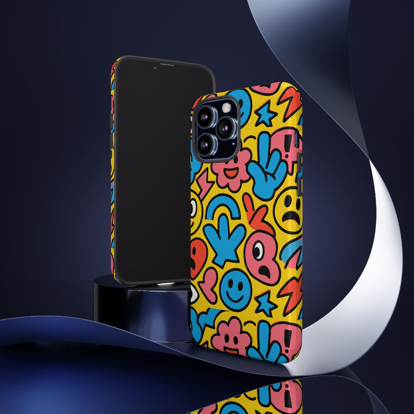 vibrant emoji phone case with fun 3d multicolour design, playful protective cover for kids and teens, compatible with iphone 13, 14, 15 & 16 – all models including pro, pro max & plus