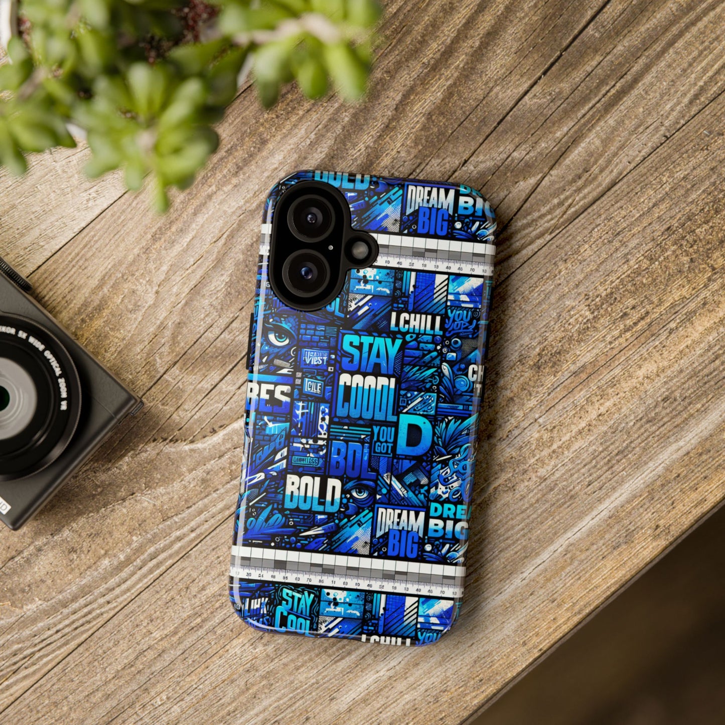 vibrant 3d wrap protective phone case in blue typography design for unique style – stylish protection compatible with iphone 13, 14, 15 & 16 – all models including pro, pro max & plus