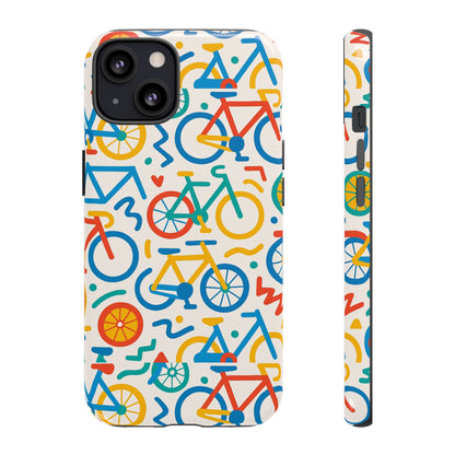 Vibrant 3D Bicycle Print Protective Phone Case – Colourful Unisex Accessory for Style and Fun – Compatible with iPhone 13, 14, 15 & 16 – All Models Including Pro, Pro Max & Plus
