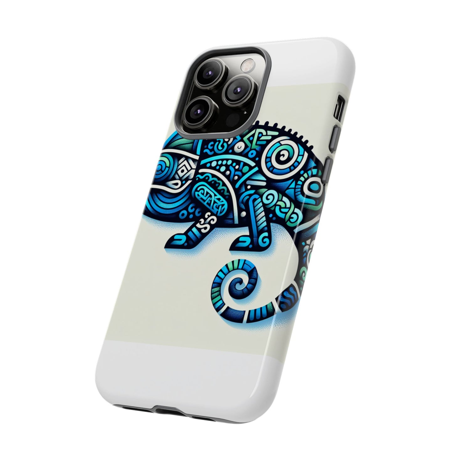vibrant 3d chameleon phone case with blue design for stylish protection compatible with iphone 13, 14, 15 & 16 – all models including pro, pro max & plus