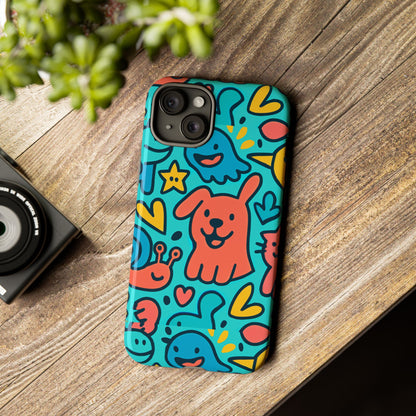 Vibrant Colourful Protective Phone Case with Fun Animal Cartoon Design – Stylish Protection for Kids and Adults Compatible with iPhone 13, 14, 15 & 16 – All Models Including Pro, Pro Max & Plus