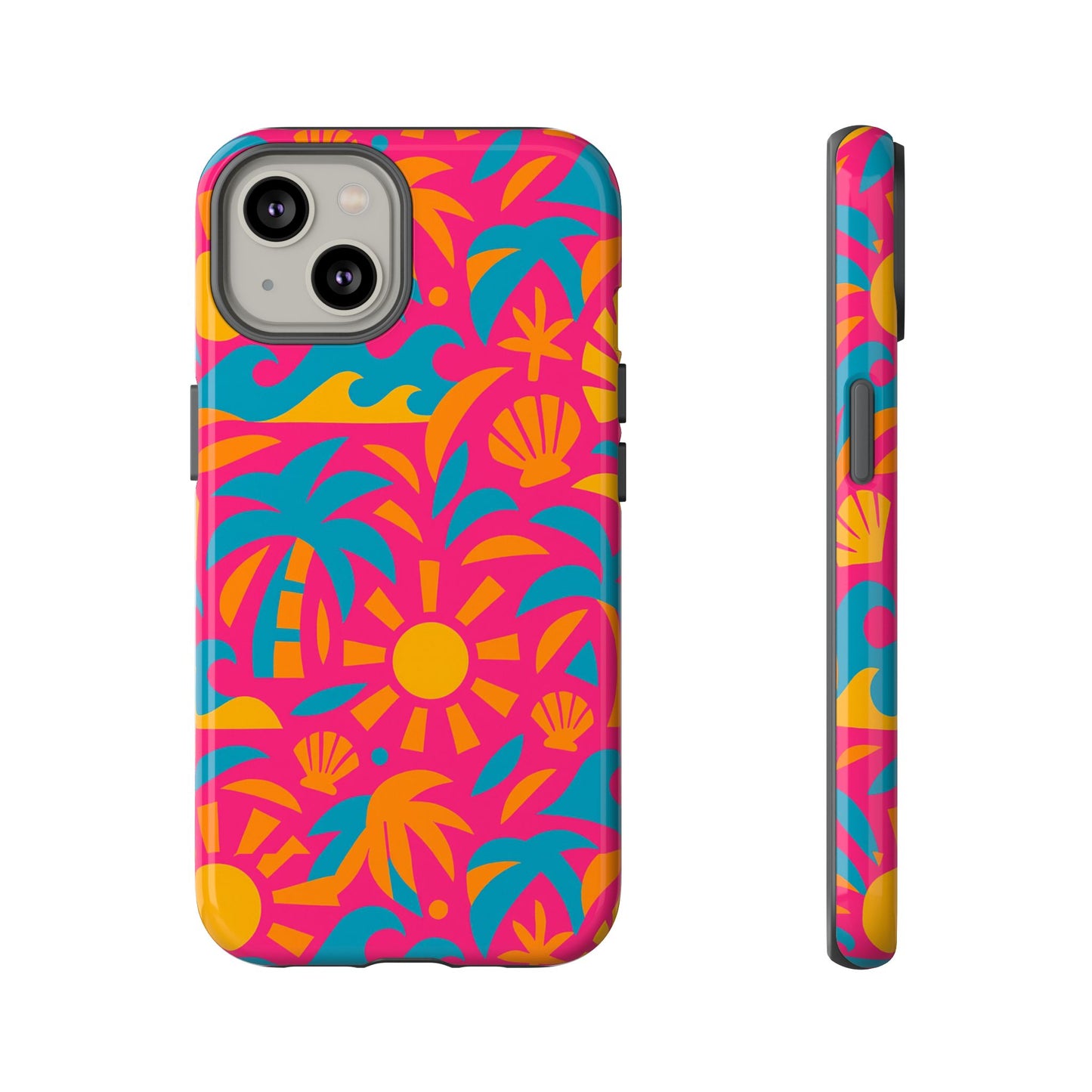vibrant tropical 3d wrap design protective phone case with retro style – bold accessory for self-expression compatible with iphone 13, 14, 15 & 16 – all models including pro, pro max & plus