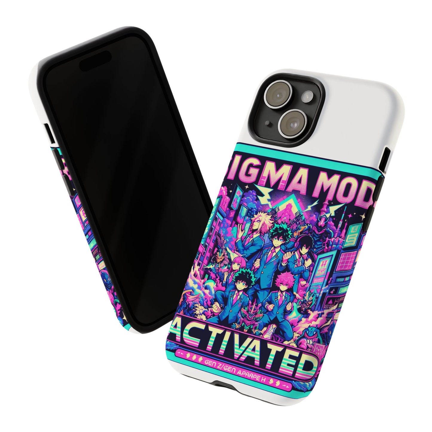 sigma mode activated vibrant protective phone case for anime and comic lovers, shock absorbing tpu silicone, 3d wrap design, uv protected, glossy or matte finish