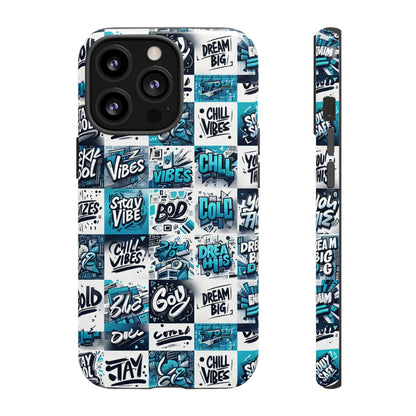 Vibrant 3D Wrap Phone Case in Blue with Playful Retro Design for Stylish Protection Compatible with iPhone 13, 14, 15 & 16 – all models including Pro, Pro Max & Plus