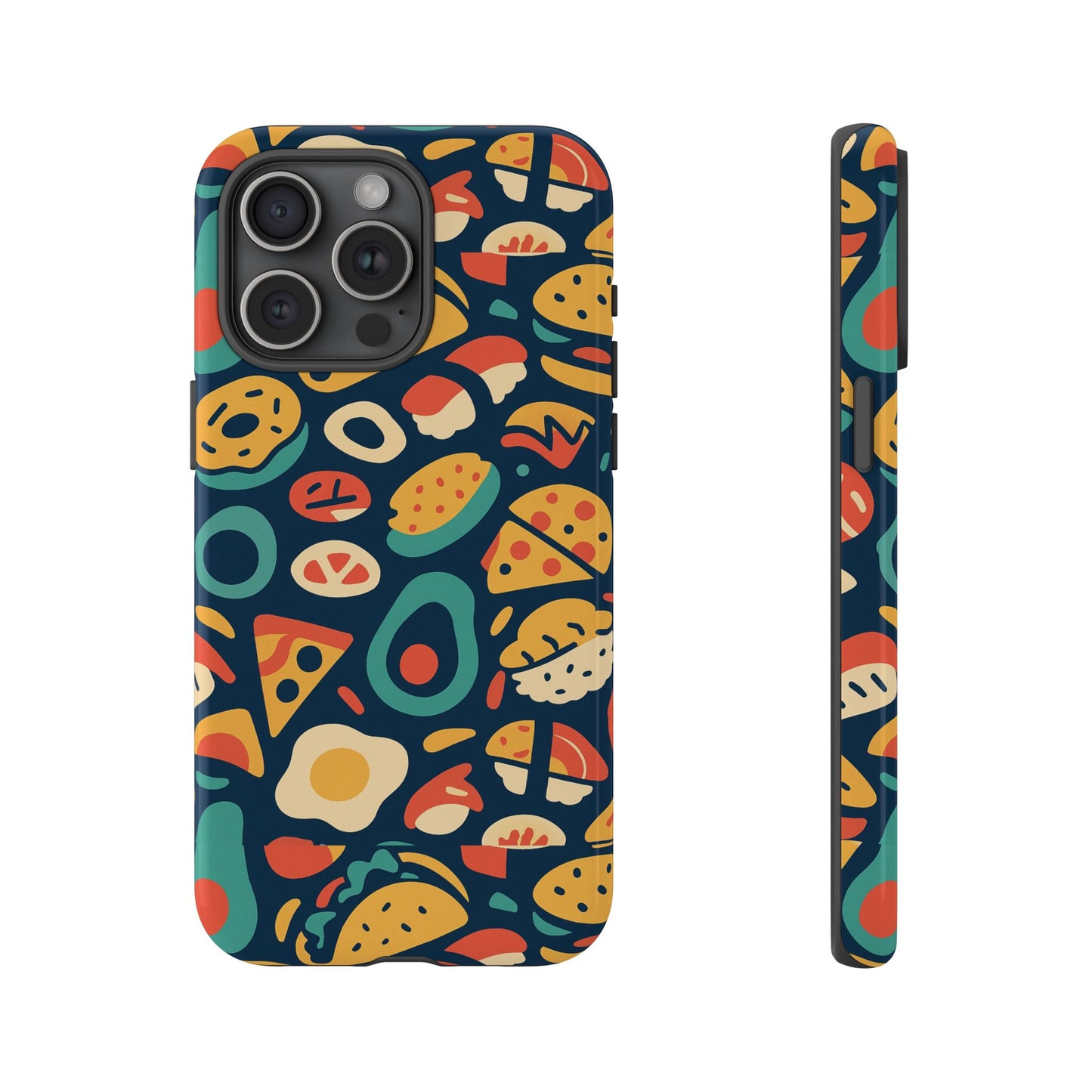 vibrant food-themed protective phone case with 3d design for stylish protection compatible with iphone 13, 14, 15 & 16 – all models including pro, pro max & plus