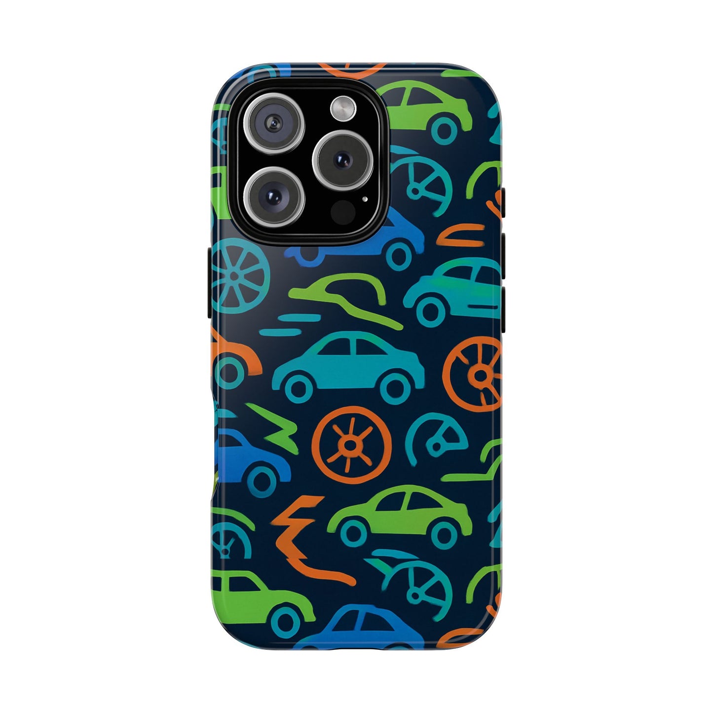 vibrant 3d car design protective phone case for kids and teens - playful multicolour style - stylish protection for everyday use - compatible with iphone 13, 14, 15 & 16 – all models including pro, pro max & plus