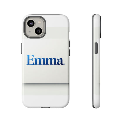 Elegant Personalised Protective Phone Case in White with Blue Typography for Stylish Individuals Compatible with iPhone 13, 14, 15 & 16 – All Models Including Pro, Pro Max & Plus