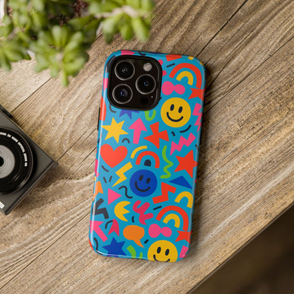 Multicolour 3D Wrap Protective Phone Case for Kids and Teens with Fun Geometric Design – Stylish Protection Compatible with iPhone 13, 14, 15 & 16 – all models including Pro, Pro Max & Plus